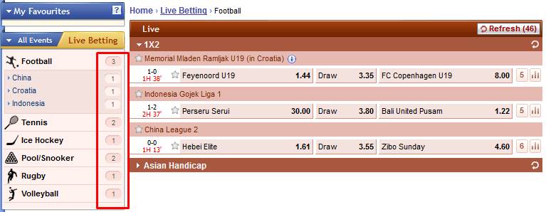 Few live betting options today