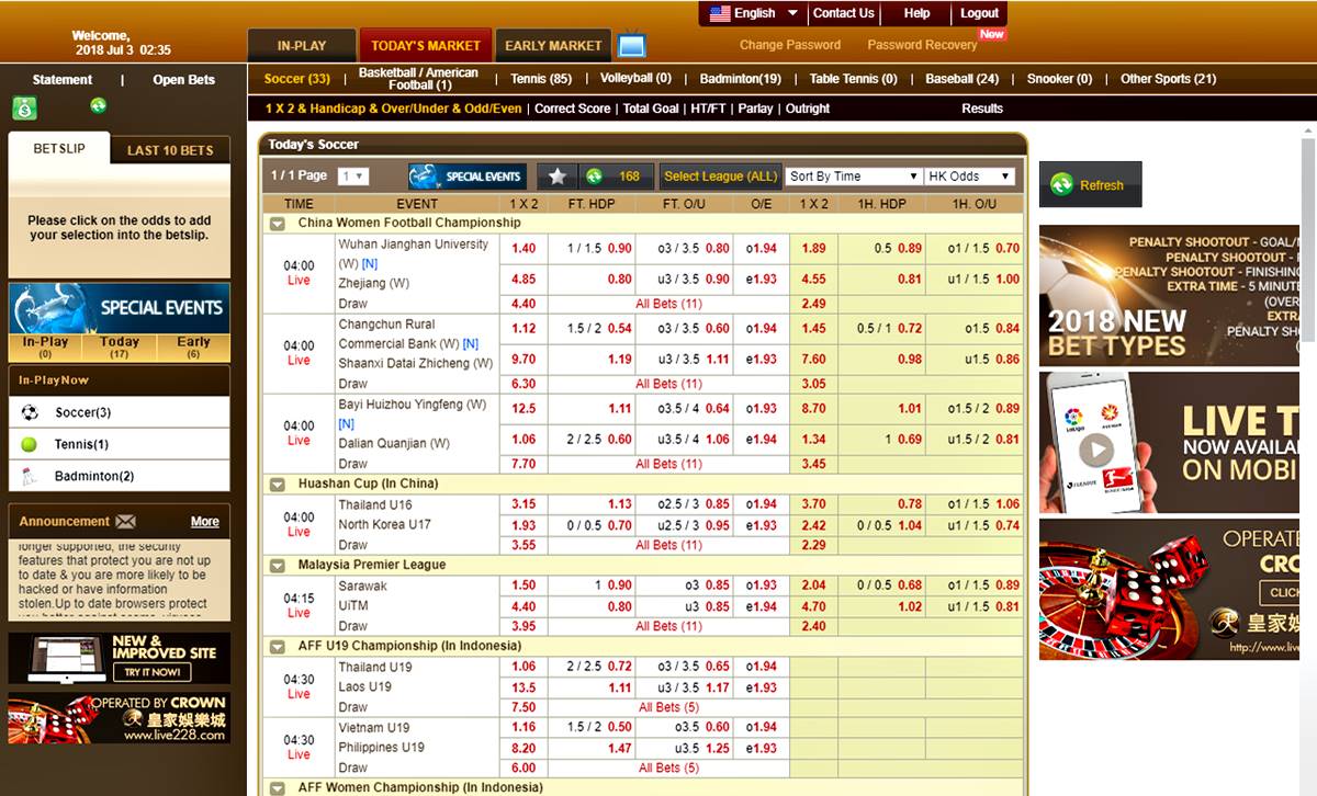 Overview of the private bookmaker